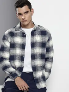 The Indian Garage Co Pure Cotton Textured Tartan Checks Casual Shirt