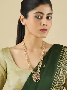 Kushal's Fashion Jewellery Copper Gold-Plated Cubic Zirconia Studded & Beaded Necklace