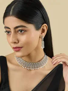 Kushal's Fashion Jewellery Rhodium-Plated Party Zircon Necklace
