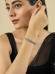 Kushal's Fashion Jewellery White Rhodium-Plated Kundan Kada