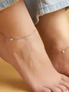 Zavya 925 Sterling Silver Rhodium-Plated Artificial Stones Anklet