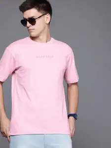 Allen Solly Brand Logo Drop-Shoulder Sleeves Pure Cotton T-shirt