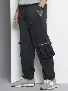 The Indian Garage Co Men Relaxed Fit Textured Cargo Track Pant