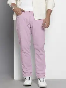 The Indian Garage Co Men Textured Straight Fit Trousers