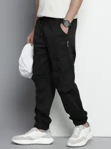 The Indian Garage Co. Men Self Design Textured Cargo Joggers