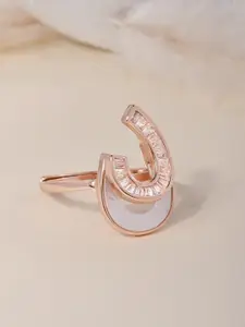 TOUCH925 925 Silver Cubic Zirconia Studded Finger Ring