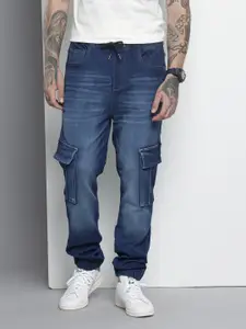 The Indian Garage Co Men Light Fade Stretchable Cargo Jeans
