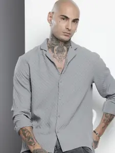 The Indian Garage Co Self Checked Cuban Collar Casual Shirt