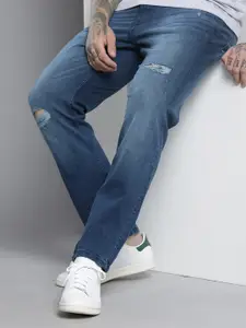 The Indian Garage Co Men Slim Fit Mildly Distressed Light Fade Stretchable Jeans
