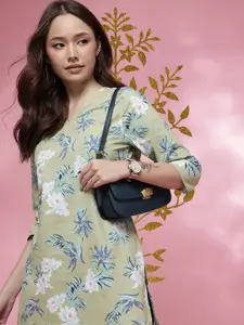 Anouk Rustic Floral Printed V-Neck Pure Cotton Kurti