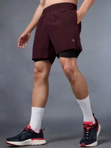 CULT Men Run Elevate Maroon Integrated Shorts