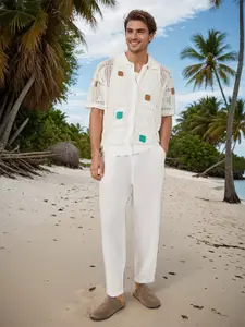 Styli Men Linen Blend Relaxed Fit Balloon Trousers