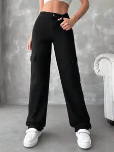 Metronaut Women Cargo Black Jeans