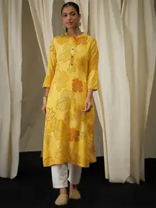 Anouk Floral Printed Mandarin Collar Straight Kurta