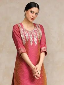 Varanga Floral Embellished Silk Gotta Patti Straight Kurta