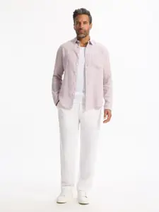 Celio Men Classic Opaque Pure Linen Casual Shirt