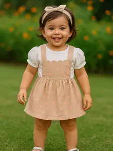 MeeMee Polka Dot Print Pinafore Dress