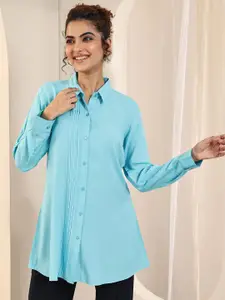 Libas Shirt Collar Pleated Kurti