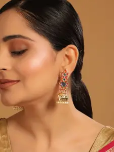 Yinara 22K Gold-Plated Enamel & Beaded Dome Shaped Jhumka Earrings