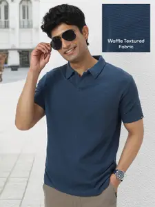 Urbano Fashion Men Textured Regular Fit Half Sleeve Cotton Polo T-Shirt