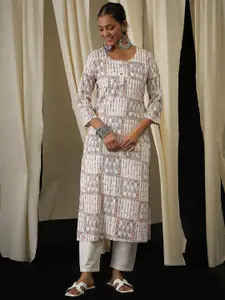 Anouk Ethnic Motifs Printed Cotton Straight Kurta