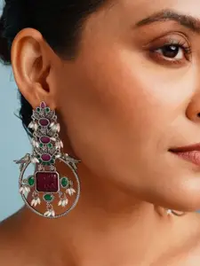 ABDESIGNS Elegant German Silver Classic Silver Plated Artificial Stones & Beads Drops