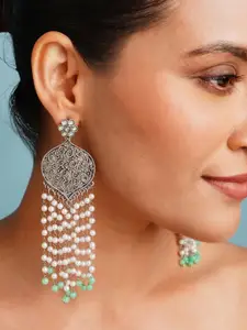 ABDESIGNS Elegant German Silver Classic Silver Plated Pearl Drop Earrings