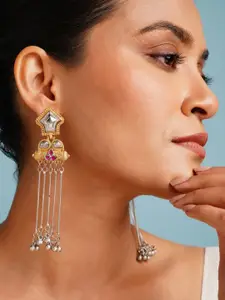 ABDESIGNS Elegant Dual Plated Classic Artificial Stones And Beads Drop Earrings