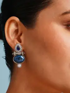 ABDESIGNS Elegant German Silver Plated Artificial Stones and Beads Classic Drop Earrings