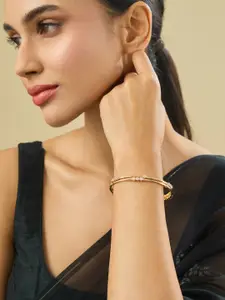 Kushal's Fashion Jewellery Set Of 2 Gold-Plated Zircon Stone-Studded Bangles