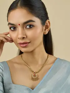 Kushal's Fashion Jewellery Copper Gold-Plated Antique Necklace