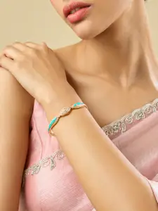 Kushal's Fashion Jewellery White Gold-Plated Party Zircon Kada