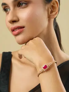 Kushal's Fashion Jewellery Red Gold-Plated Party Zircon Kada