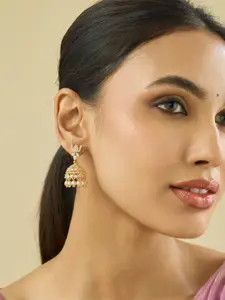 Kushal's Fashion Jewellery Gold-Plated Cubic Zircon Embellished Bridal Party Pendant Set