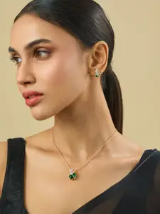 Kushal's Fashion Jewellery Mint Gold-Plated Zircon Embellished Bridal Adjustable Ring