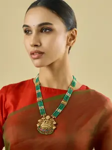 Kushal's Fashion Jewellery Copper Gold-Plated Temple Necklace