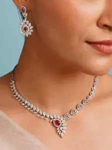 ABDESIGNS Sophisticated Silver Plated American Diamond Necklace