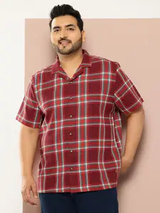 Thomas Scott Plus Size Windowpane Checks Casual Shirt