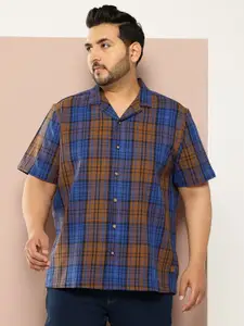 Thomas Scott Plus Size Windowpane Checks Casual Shirt