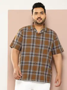 Thomas Scott Plus Size Windowpane Checks Casual Shirt
