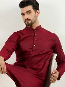 House of Pataudi Mandarin Collar Cotton Straight Kurta