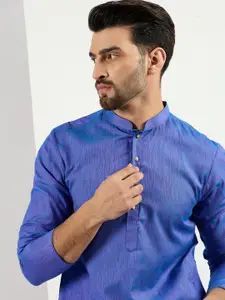 House of Pataudi Mandarin Collar Cotton Straight Kurta
