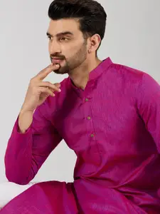House of Pataudi Mandarin Collar Cotton Straight Kurta
