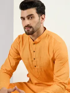 House of Pataudi Mandarin Collar Cotton Straight Kurta