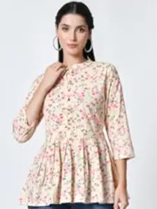 LIBOZA Floral Printed Pure Cotton Kurti