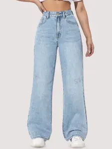 Metronaut Women Comfort Wide Leg Heavy Fade Stretchable Jeans