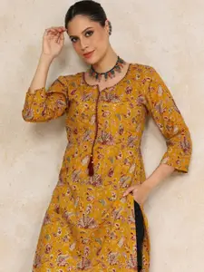 Varanga Ethnic Motifs Printed Notch Neck Straight Kurta