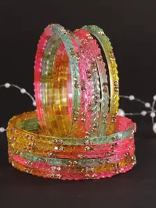 LAVAZZA Set Of 12 Crystal Studded Glass Bangles