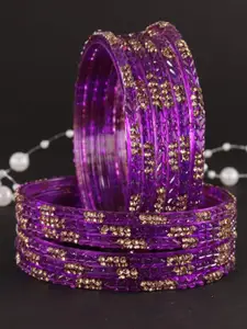 LAVAZZA Set Of 12 Crystals Studded Glass Bangles