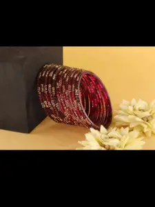 LAVAZZA Set Of 12 Cubic Zirconia Studded Glass Bangles